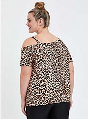 Leopard Off Shoulder Swim Shirt, MULTI, alternate