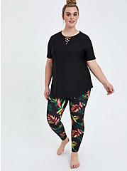 Plus Size Lace-Up Front Swim Shirt - Black, DEEP BLACK, alternate