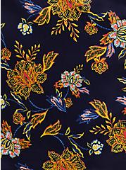 Blue Floral Satin & Lace Trim Self Tie Long Robe, MELINDA FLORAL, alternate