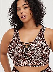 Simply Lace Bralette With Lace-Up Detail, LEOPARD, hi-res