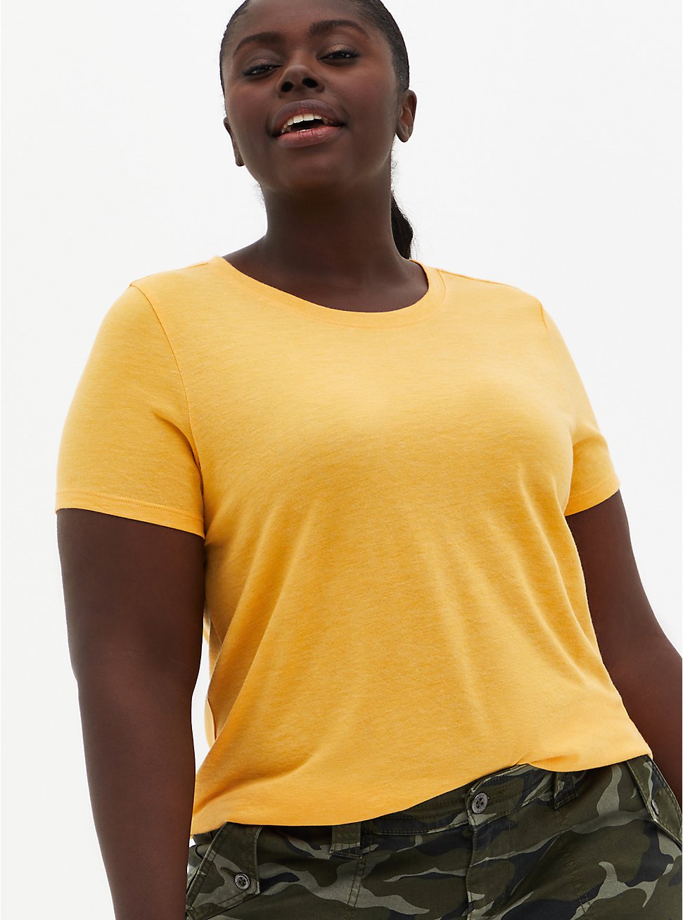 Plus Size Everyday Tee - Signature Jersey Yellow , OLD GOLD, hi-res