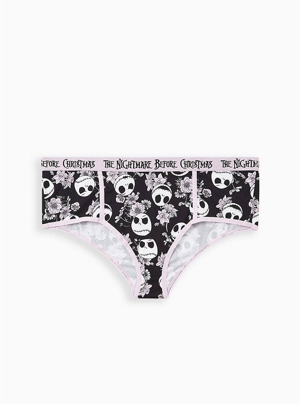 Plus Size Cheeky Panty - The Nightmare Before Christmas Purple Floral Cotton, MULTI, hi-res