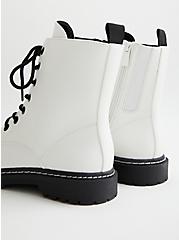 Plus Size Stevie - White Faux Leather Chunky Combat Boot (WW), WHITE, alternate