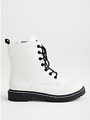 Plus Size Stevie - White Faux Leather Chunky Combat Boot (WW), WHITE, alternate