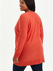 Plus Size Boyfriend Cardigan Sweater - Textured Slub Orange, , alternate