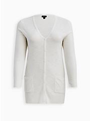 Boyfriend Cardigan Sweater - Textured Slub White, BRIGHT WHITE, hi-res