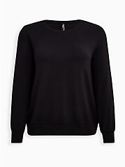 Terry Long Sleeve Lounge Sweatshirt, DEEP BLACK, hi-res