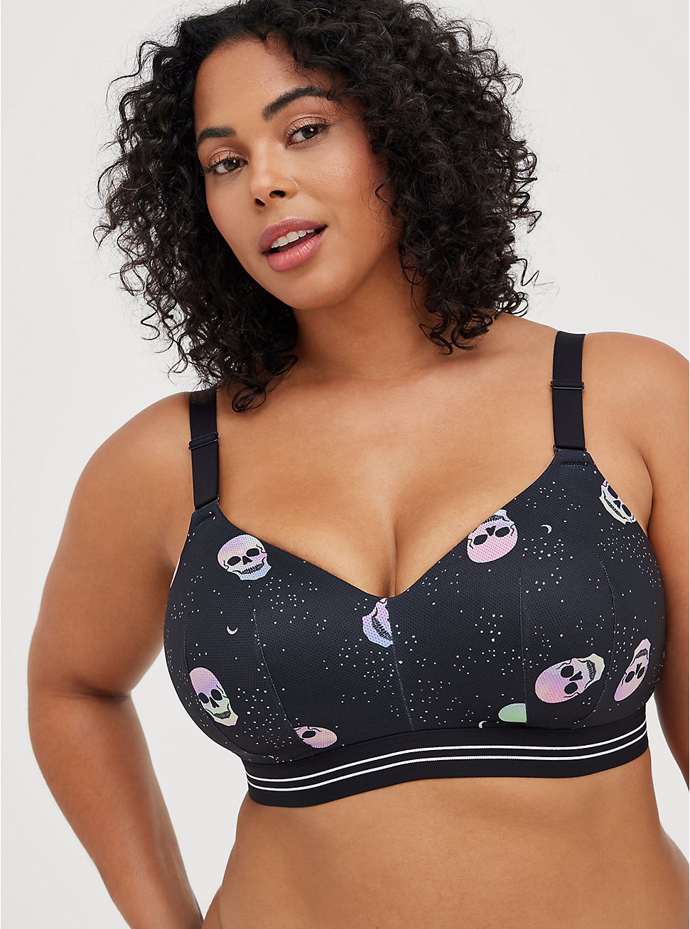 Lightly Lined Active Wire-Free Bra - Galaxy Skull Black with 360° Back Smoothing™ , GALAXY, hi-res