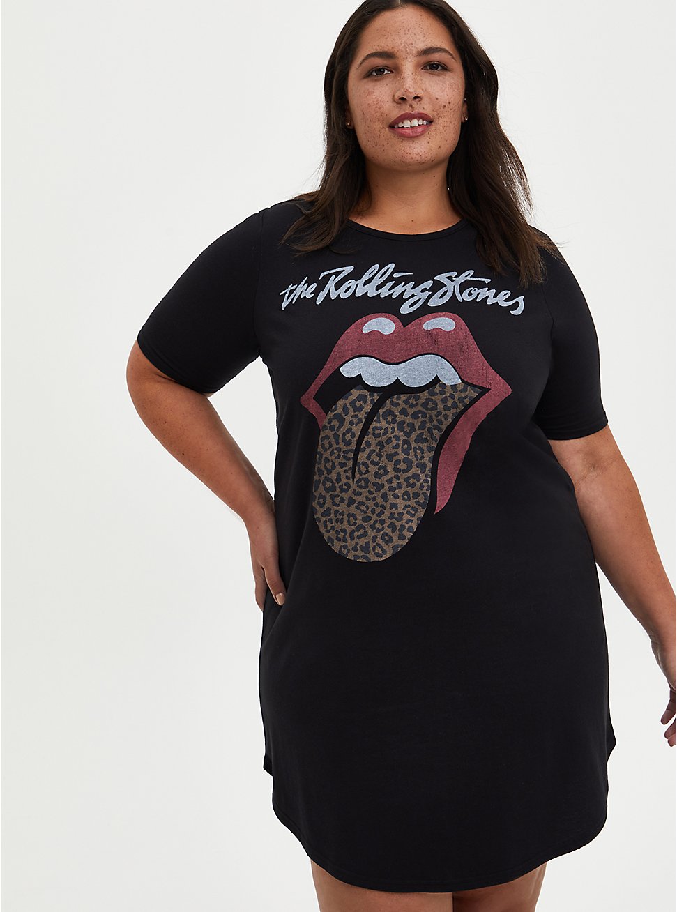 The Rolling Stones Super Soft Black Jersey T-Shirt Dress , BLACK, hi-res