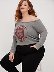 Plus Size Saved By The Bell Bayside Off Shoulder Sweatshirt , LIGHT HEATHER GREY, hi-res