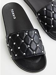 Studded Slide Sandal (WW), BLACK, hi-res