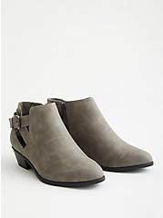 Grey Faux Leather Cutout Ankle Bootie (WW), GREY, hi-res