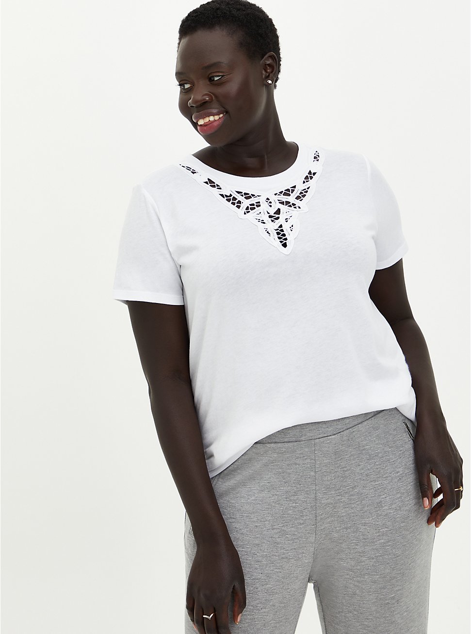 White Embroidered Tee , BRIGHT WHITE, hi-res