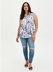 Plus Size Harper - Blue Marble Textured Stretch Rayon Tank, MARBLE - WHITE, alternate