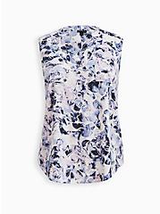 Harper - Blue Marble Textured Stretch Rayon Tank, MARBLE - WHITE, hi-res
