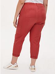 Plus Size Crop Skinny Stretch Poplin Mid-Rise Pant, RED, alternate