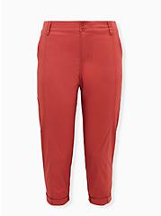 Plus Size Crop Skinny Stretch Poplin Mid-Rise Pant, RED, hi-res