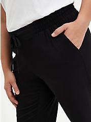 Relaxed Taper Stretch Challis High-Rise Tie-Front Pant, DEEP BLACK, alternate