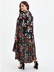 Floral Fabric Mixed Hi-Low Kimono, MULTI FORAL, alternate