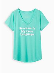 Girlfriend Tee - Signature Jersey Green Sarcasm Language, AQUA GREEN, hi-res