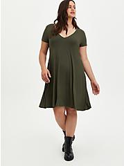 Fluted Mini Dress - Super Soft Olive, DEEP DEPTHS, alternate