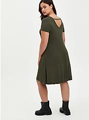 Fluted Mini Dress - Super Soft Olive, DEEP DEPTHS, alternate