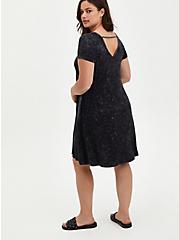 Plus Size Mini Super Soft Trapeze Dress, TIE DYE BLACK, alternate