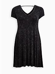 Plus Size Mini Super Soft Trapeze Dress, TIE DYE BLACK, hi-res