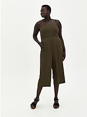 Plus Size Pinafore Jumpsuit - Challis Olive, DEEP DEPTHS, hi-res