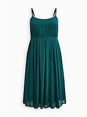 Midi Chiffon Pleated Dress, BOTANICAL GREEN, hi-res