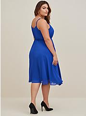 Plus Size Midi Chiffon Pleated Dress, ELECTRIC BLUE, alternate
