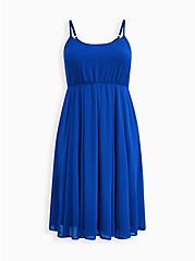 Midi Chiffon Pleated Dress, ELECTRIC BLUE, hi-res