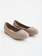 Taupe Faux Suede Scrunch Ballet Flat (WW), TAUPE, alternate