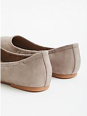 Plus Size Taupe Faux Suede Scrunch Ballet Flat (WW), TAUPE, alternate