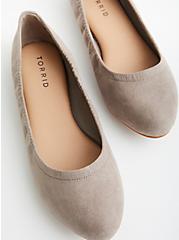 Taupe Faux Suede Scrunch Ballet Flat (WW), TAUPE, hi-res
