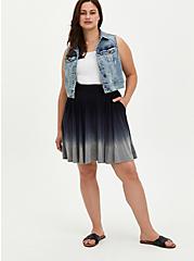 Plus Size Skater Skirt - Super Soft Dip Dye Black & Grey , GREY  BLACK, alternate
