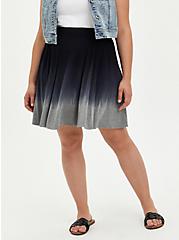 Plus Size Skater Skirt - Super Soft Dip Dye Black & Grey , GREY  BLACK, hi-res