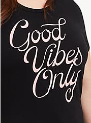 Plus Size Perfect Tee - Super Soft  Good Vibes Only, DEEP BLACK, alternate