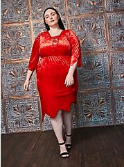 Plus Size Sexy Devil Lace-Up Asymmetrical Costume, JESTER RED, hi-res
