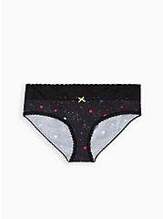 Wide Lace Hipster Panty - Cotton Intergalactic Black, MULTI, hi-res