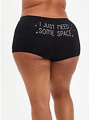 Plus Size Seamless Boyshort Panty - I Just Need Some Space Black, RICH BLACK, alternate