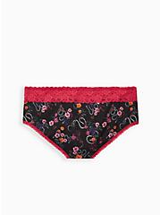 Wide Lace Trim Cheeky Panty - Cotton Floral Snake Garden Black, MULTI FORAL, alternate