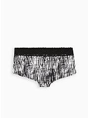Plus Size Wide Lace Trim Boyshort Panty - Cotton Tie-Dye Black & White, MULTI, alternate