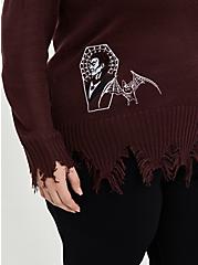 Universal Monsters Dracula Coffin Fray Sweater - Black, BURGUNDY, alternate