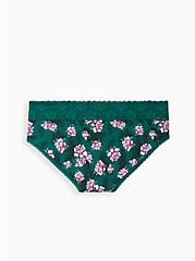 Wide Lace Trim Hipster Panty - Cotton Floral Green, MULTI FORAL, alternate
