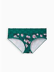Wide Lace Trim Hipster Panty - Cotton Floral Green, MULTI FORAL, hi-res