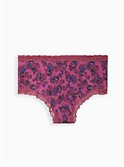 Plus Size Wide Lace Trim Cheeky Panty - Cotton Floral Purple, MULTI FORAL, alternate