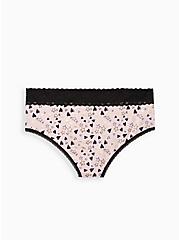 Wide Lace Trim Cheeky Panty - Cotton Hearts & Stars Pink , MULTI, alternate