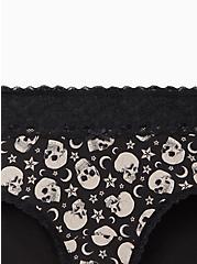 Cheeky Panty - Wide Lace Cotton Skulls Black, MULTI, alternate