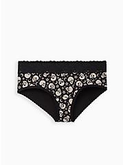 Cheeky Panty - Wide Lace Cotton Skulls Black, MULTI, hi-res